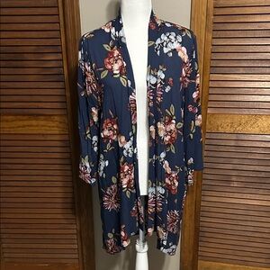 Pink Clover Navy Floral Swim Coverup